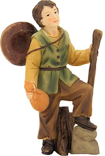 FADEDA Randonneur avec bâton/hauteur : 10 cm/peint à la main/figurines de crèche détaillées – Décoration de table de Noël Accessoires de crèche