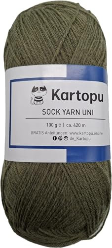 Sockenwolle 4 fädig uni/Farbauswahl 100gr einfarbige Strumpfwolle / 420m LL – 100gr / filzfrei/Ökotexzertifiziert (oliv)