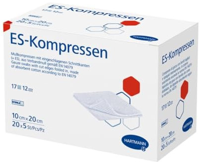 Hartmann ES-Kompressen 10 x 20 cm, 12-fach, steril | Packung (100 Stück)