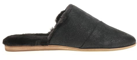 TOMS Women's Jade Mule, Black Metallic Suede/Faux Fur, 7.5 UK