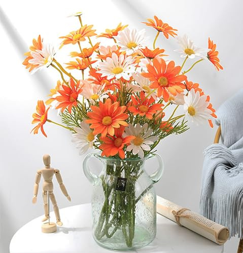 NatureMan Lot de 12 Fleurs artificielles en Soie - Résistantes aux UV - Fausses Fleurs Sauvages avec tiges - Arrangements de Marguerites pour la Maison, l'hôtel, Le Bureau, la décoration de Jardin (b