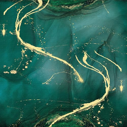 ANLIKY-Pro Self Adhesive Wallpaper Roll, Peel and Stick PVC Wall Covering with Waterproof Foil, Peacock Green Marble Pattern, 44X600CM, Detachable Furniture Decorative Film