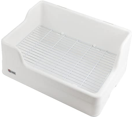 BAZEITFLOW Caja De Arena para Conejos Grande, Inodoro Dividido Antideslizante, Plástico Reutilizable, Entrada Baja, para Jaulas De Mascotas Pequeñas y Conejitos