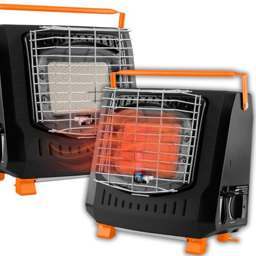 NEO TOOLS Gas-Heizofen 90-133, 2.2kW - Tragbarer Gasheizer mit Piezozündung, Kippschutz und Tragegriff, ideal für Camping, Angeln & Outdoor-Aktivitäten