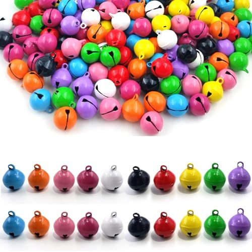 120 Pcs Colorful Bells, 14mm Jingle Bells for Crafts,Multicolor Small Metal Bell for Jewellery Making Crafts Christmas Party Decoration Pet Dog Cat Collars DIY Accessories Home Decor