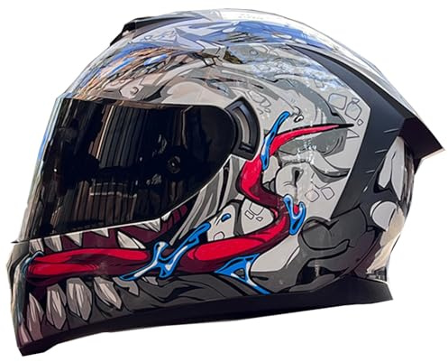 Casco Moto Integrali Per Adulti Caschi Integrale Retrò Omologato DOTECE Con Doppia Visiera Calotta Leggera In ABS Per Adulti Uomini Donne Per Cross E Off-Road Integrato G,M:57-58CM