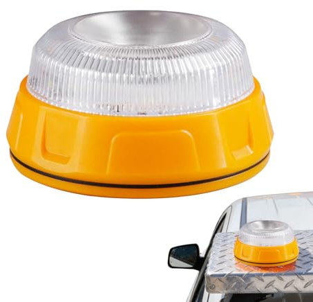 Luz De Advertencia De Seguridad Vial V16 - Baliza De Emergencia Con Base Magnética | Iluminación De Emergencia Para Automóvil Con Modos Intermitente Amarillo Y Fijo | Visibilidad LED Brillante
