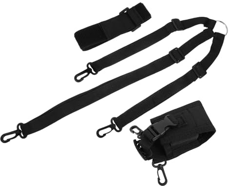 ibasenice Set Porta Radio con Fascia da Braccio in Nailon Nero, Supporto Regolabile e Clip Elastiche per Ciclismo e Viaggi, Design Antiscivolo e Microfono Rimovibile