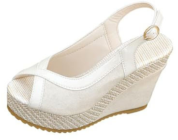 Sandalias de cuña para mujer, estilo alpargata, diseño bicolor, cuñas peep-toe con correa y tacón de rafia, elegantes zapatos de verano para bodas y fiestas