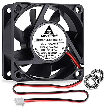 GDSTIME 60mm Computer Fan 12V PC Cooling Fan 2 Pin 60 x 25mm DC Brushless Dual Ball Bearing 4500 RPM 22.7 CFM High Performance Cooler for Router Projector Ventilation Exhaust
