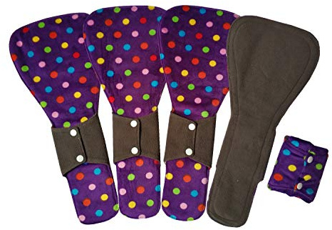 MUMBABY 5 stycken 41cm (16inch) Ultra-djup sömn Över natten Träkol Bamboo Mama Duk/Menstruationsvaddor/Återanvändbara sanitetsbindor (XXL, Purple Dots)