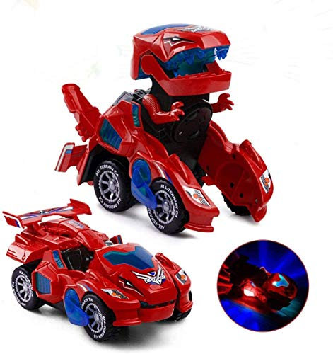Yellcetoy Dinosaurier Transform Auto Transforming Spielzeug Elektrische Dinosaurier SpielzeugAuto Geschenk für Jungen Kinder ab 3 4 5 6 7 8 9 Jahre Switch and Go Dino Roboter Cars mit Licht und Musik
