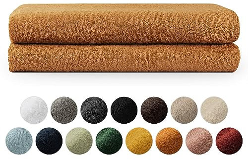 Blumtal Premium Frottier Handtücher Set 2 teilig 100% Baumwolle - Oeko-TEX zertifiziertes Badetuch 2X (70x140 cm) - Ultra saugstarkes Frottiertücher Set waschbar °60 - Towel - Handtuch Hellbraun