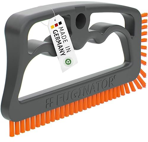 FUGINATOR® Cepillo para Juntas de baño, Aseo, Cocina, Limpieza de Azulejos de Pared y Suelo, práctico Cepillo para Juntas y Azulejos, Cepillo para Limpieza de Espacios Estrechos (Gris/Naranja)