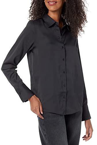 Amazon Essentials dam Klassisk passform satin button down-blus (finns i plusstorlek)
