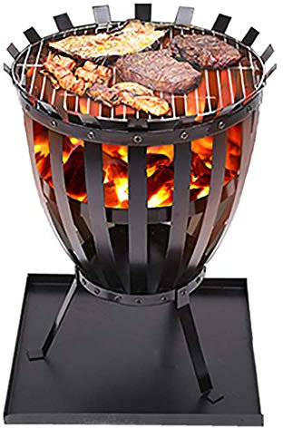 Cesta de fuego, brasero de acero, calentador de patio para jardín al aire libre, cesta de quemador de madera para leña, parrilla para barbacoa, cenicero, pozo de fuego para exteriores little surprise