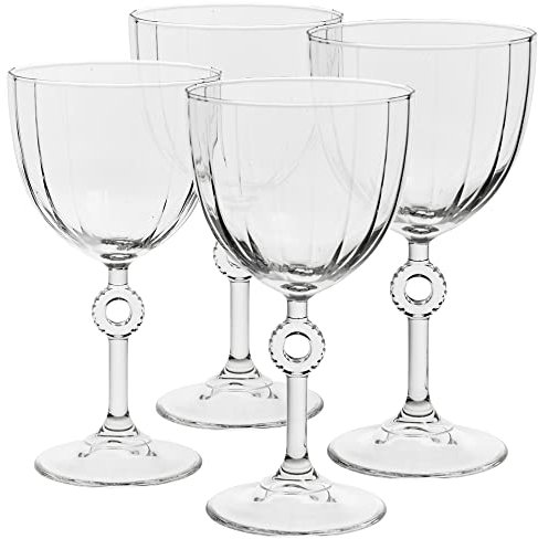 Queensway Home & Dining Set of 2 x 270ml Modern Wine Dessert Glasses Clear Glass Goblet Stemmed Base for Red White Wine Rosé Entertaining Drinkware… (4)