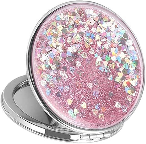 Taicols 1 Pezzi Specchietto portatile,Specchietto borsa,Specchio trucco ingranditore,Pieghevole compatto,Specchio borsetta,Specchietto da borsetta,Per viaggiare （Rotondo）