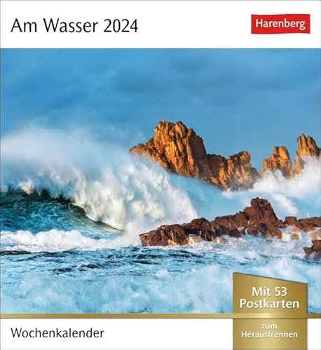 Postkartenkalender Am Wasser - Kalender 2024 - Harenberg-Verlag - Wochenkalender mit 53 heraustrennbaren Postkarten - 16 cm x 17,5 cm