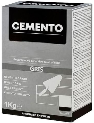 Tradineur - Ciment en poudre, réparations générales de maçonnerie, sols, murs, usage intérieur et extérieur, fabriqué en Espagne (gris, 1 kg)