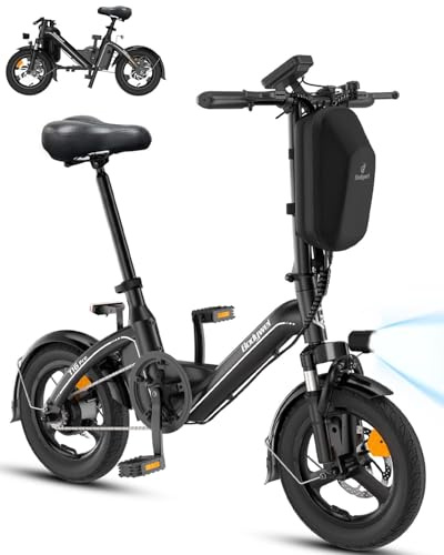 Bodywel 14 Foldable Mini Electric Bike for Adults & Teens, Max Speed 25KM/H, 250W Motor, 36V 10Ah Battery, 45 KM Range, City Commuter E-Bike with Dual Disc Brakes
