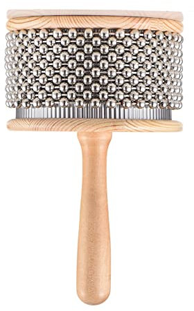 YIWENG Hölzernes Cabasa-Percussion-Musikinstrument,Metallperlenkette und Zylinder,Pop-Handshaker für Klassenzimmerband,mittlere Größe,Handshaker Cabasa