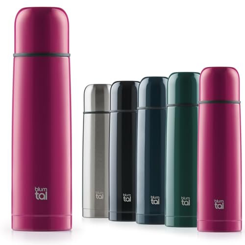 Blumtal Termos Caffè in Acciaio Inox Doppia Parete, Borraccia Termica per Bevande Calde e Fredde, Tappo Quick-Press, 350ml, Baie