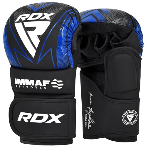 RDX Gants de combat approuvés IMMAF pour le sparring et le grappling, de qualité professionnelle pour adultes et enfants, conception hybride pour niveau compétition et entraînement, paume ouverte