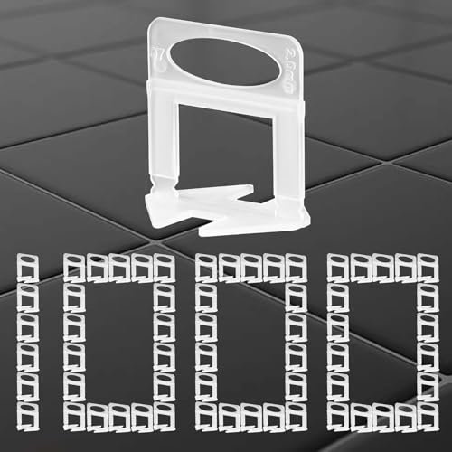 1000 sistemas de nivelación de azulejos, 4 mm, herramienta para azulejos, accesorios para colocación de baldosas, lengüetas para azulejos autoadhesivos, espaciadores, cuñas de azulejos, sistema de