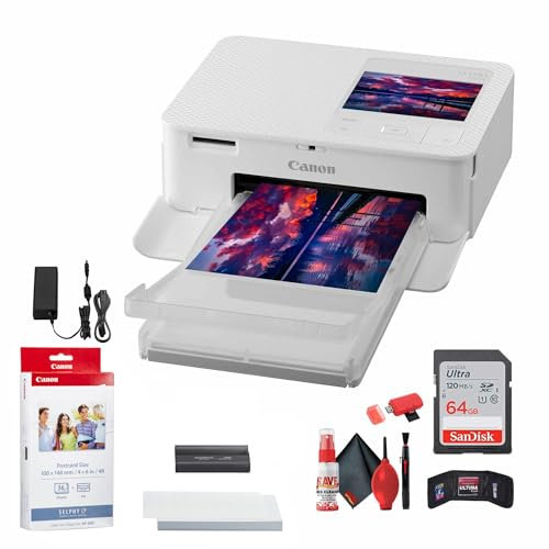 Canon SELPHY CP1500 Compact Photo Printer Accessory Reader (White) Bundle