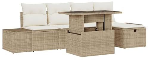 vidaXL Trädgårdsoffset 6 st Poly rattan