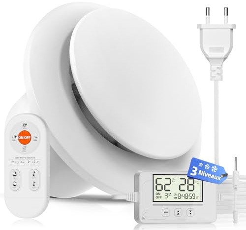 BUMSOU Extractor de Baño 100mm, 5 Modos, 3 Velocidades, Mando a Distancia, Pantalla en Tiempo Real de Temperatura y Humedad, Ventilador Extractor con Temporizador, Silencioso Potente para Cocina RU109