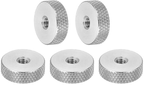 sourcing map 5 dadi zigrinati piatti M4, in acciaio inossidabile 304, a testa piatta, con foro passante zigrinato, dadi di regolazione per macchine elettroniche, 16 x 5 mm