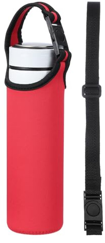 sourcing map 2pcs Neoprene Water Bottle Sleeve, 15.5-20oz Insulated Water Glass Bottle Carrier Bag Collapsible Drink Bottle Sleeve Cover Holder with 2 Straps, Red