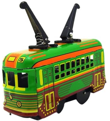 SOIMISS Remonter en Fer à Repasser Vintage Vert Modèle Réduit de Tramway Rétro Décoration Nostalgique et Mécanique pour Collection et Loisirs