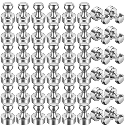 FINDMAG, Sliver kylskåpsmagneter, 48-pack magnetiska tryckstift för whiteboard, neodym häftstift, små magnetiska stift för kontor, kylskåp, karta, klassrum och foton