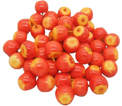 PRETYZOOM 100 Pezzi Frutta Artificiale Miniatura 2 Cm, Mela Finta Colorata Realistica, Decorazioni Casa e Negozio per Feste e Ufficio Colore Casuale Stile Stili multipli