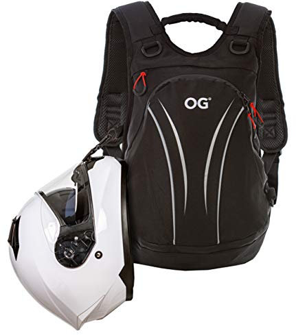OG Online&Go Mochila Moto Negra Ligera 20L-30L, Bolsa Portacascos, Correa Casco Moto, Mochila Ciclismo, Antirrobo, Impermeable, Portátil, Reflectante