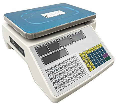 TECHTONGDA Price Computing Scale Digital Counting Scale Label Printing Scale LCD Digital Commercial Food Produce Scales with 66LB Capacity and One Roll Label Paper for Kitchen Stores Restaurant Market