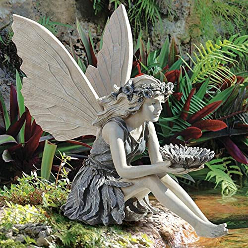 Statue De Fée De Jardin, Sculpture De Tournesol, Ornement De Mangeoire À Oiseaux En Pierre, Figurine D'ange Réaliste, Décor Extérieur
