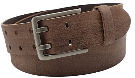 NK Belt GmbH Handgemachter Herren Ledergürtel aus Büffelleder mit Doppeldorn Schnalle, Made in Germany, Anzug Jeans Gürtel 43mm #DD-15 (Braun, 90cm Gesamtlänge 105cm)