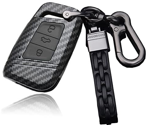 ontto Autoschlüssel Hülle Passt für VW Golf 7 MK7 Jetta Arteon Magotan Atlas Passat B8 Skoda Superb A7 Kodiaq in ABS Schutzhülle Schlüsselhülle Cover Schlüsselanhänger Schlüsseletui-Kohlefaser Schwarz