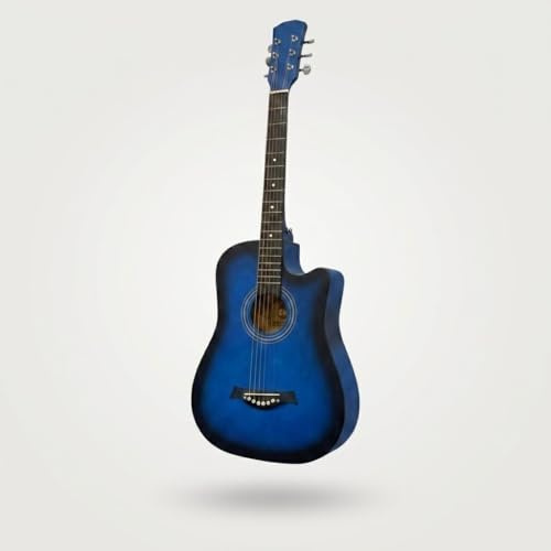 38 Inch Full Size Acoustic Guitar Classical Cutaway Design Hardwood Finish & Steel Strings with Bag (Blue)