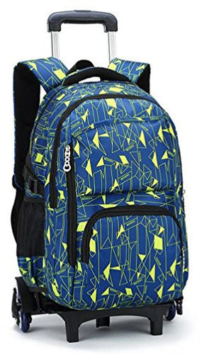 VILINKOU Rolling Backpack School Bag High-Capacity Backpack for Girl and Boy Rolling Trolley Bags Six Wheels Climbing Stairs (Yellow Box)