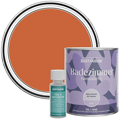 Rust-Oleum Orange Water-Resistant Bathroom Tile Paint in Matt Finish - Tiger Tea 750ml