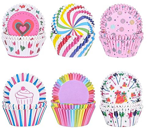 300 pirottini in carta per muffin, colorati rivestimenti per cupcake per la cottura, i dolci, le feste, i compleanni e i matrimoni. (300)