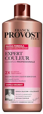 Franck Provost, Expert Couleur, Shampoo Professionale Per Capelli Colorati, Per Capelli Nutriti e Lucenti, Con Bacche di Goji e Olio di Semi, 500 ml