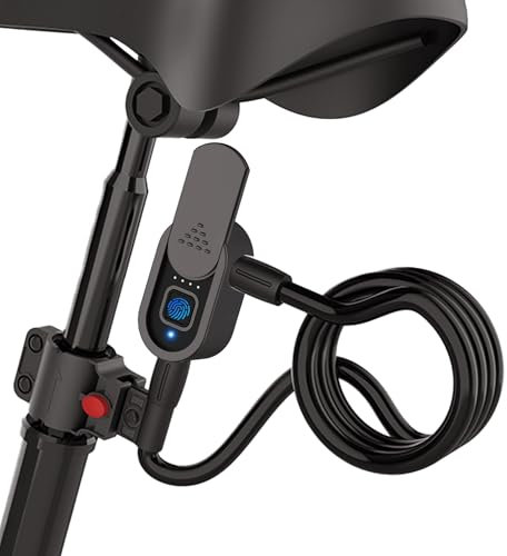 Dhiedas Fingerabdruck Fahrradschloss, 1,5 m Lang, Biometrisch und Wasserdicht, mit App und Zwei Schlüsseln, Geeignet für Fahrräder, Motorräder, Roller und Tore, Schwarz