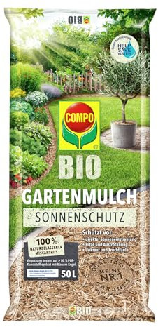 COMPO Bio, pacciamatura da giardino + protezione solare come copertura decorativa, per proteggere il terreno da calore, disidratazione ed evaporazione, 50 l