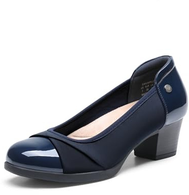 DREAM PAIRS Dam pumps låg tjock block stängd tå skor arbete bekväma klackar rund tå klänning | Bunion-vänlig med 3D-dämpad innersula och flexibel halkfri sula för komfort hela dagen, lämplig för arbete och dagligen